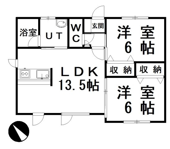 【間取り】 | ◆収益物件◆メゾンフルールⅠ・Ⅱ（2棟一括） | 間取は一例です。