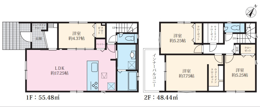 神戸市灘区鶴甲　新築一戸建ての間取り|2号地
