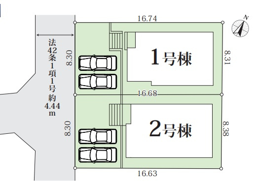 神戸市灘区鶴甲　新築一戸建ての区画図|全2区画