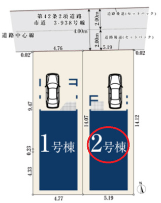【区画図】 | 所沢市けやき台1丁目　全2棟 2号棟