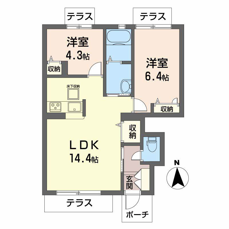 オリゼー芦屋西Ｄの間取り