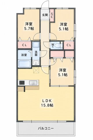 クレストコート天拝の間取り