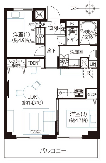【間取り】 | 小松川パークマンション２号棟