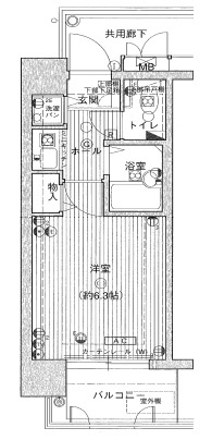 大阪市中央区上町１丁目の賃貸マンションの間取り