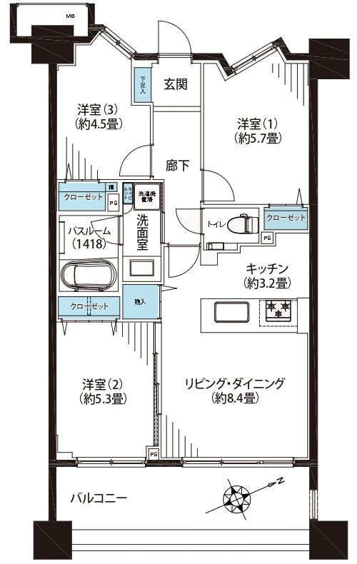 グランシティ上野の間取り|13階部分・南東向きにつきまして日当たり・通風・眺望良好。新規リノベーション施工が完了いたしましたのでいつでも内覧が可能です。