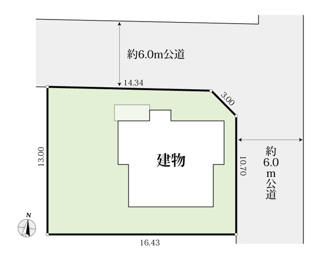 【区画図】 | つくば市下河原崎　中古戸建 | 北東角地のため日当たり・風通し良好♪
駐車場が広く、車が多くても安心です！！