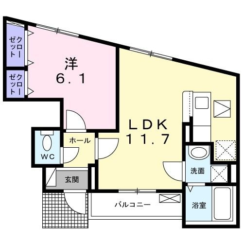 グリーンエミモの間取り|間取りです。