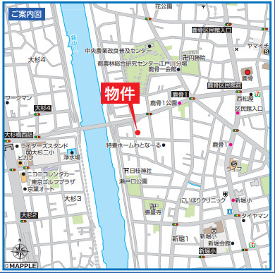 【地図】 | 江戸川区鹿骨　第一種中高層住居専用地域　売地