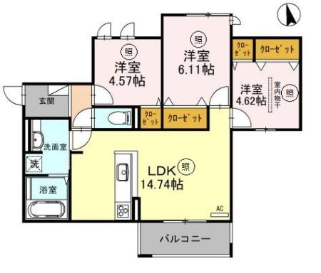 PALACE WEST千里丘　B棟の間取り