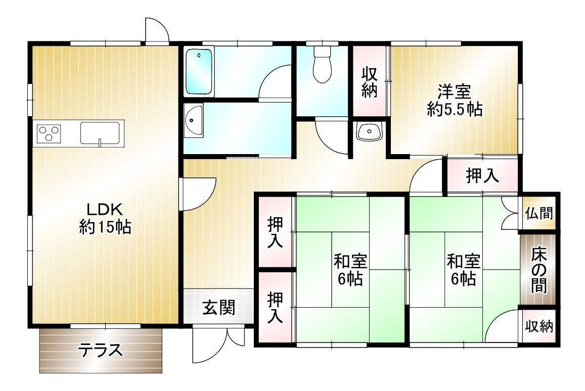 小郡市三沢　中古戸建の間取り