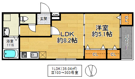 フジパレス深江橋Ⅲ番館の間取り
