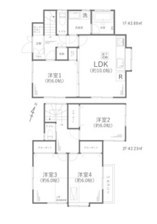 【間取り】 | 綾瀬市大上1丁目 中古戸建て | 4LDK　全居室6帖以上　水廻り一新