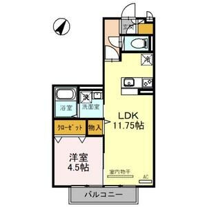 【間取り】 | ファミール佐々木 | 205号室の1LDKの間取りです