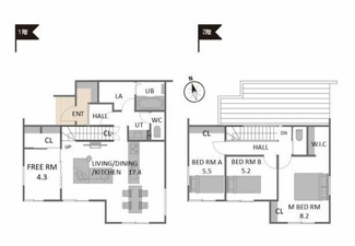 【間取り】 | 甲府市古上条町 ZEH水準 新築 全2棟 B号棟 オール電化 | 4LDK・全室南向きの明るいご住宅です。