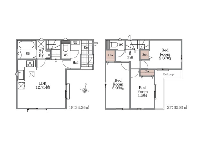 【間取り】 | 練馬区春日町4丁目　新築一戸建住宅　全1棟　（成増店） | ご家族との距離が近くなるリビングイン階段の間取り
※図面を基に作成しています。現況と異なる場合は現況を優先いたします。