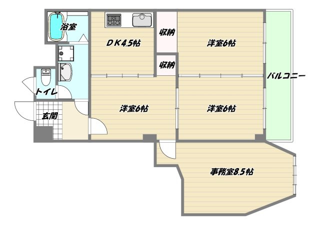 大阪市東淀川区東中島２丁目の賃貸マンションの間取り