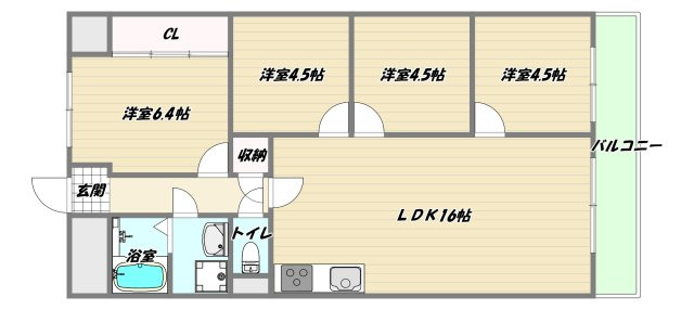 大阪市東淀川区東中島４丁目の賃貸マンションの間取り