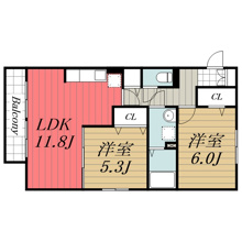 【間取り】 | ロイヤルクレッセント西登戸　参番館