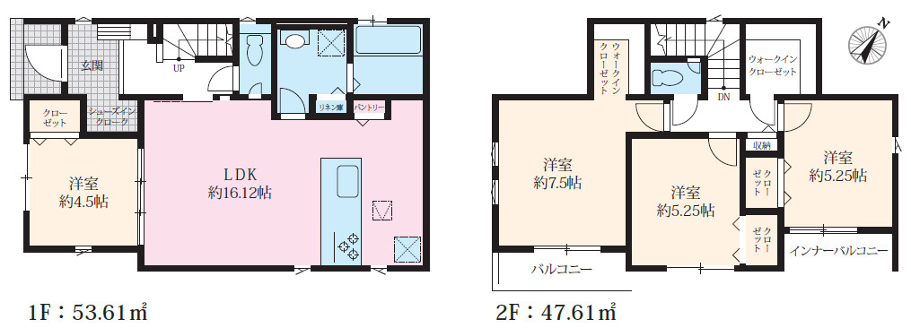 神戸市灘区鶴甲2丁目　新築戸建　1号棟の間取り