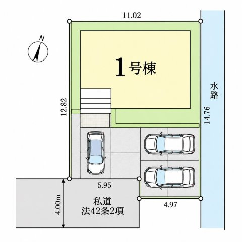 仲介手数料無料　さいたま市北区東大成町１丁目401-4　新築戸建　全１棟の区画図