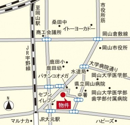 サーパス鹿田の地図