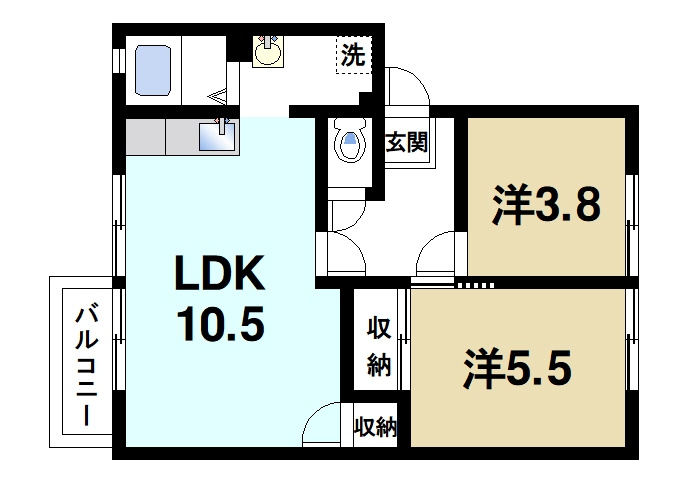サニーコートＡ・Ｂ（四条大路）の間取り
