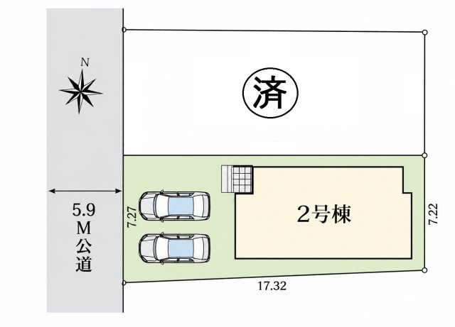 仲介手数料無料　さいたま市北区別所町25-2　新築戸建　全２棟の区画図