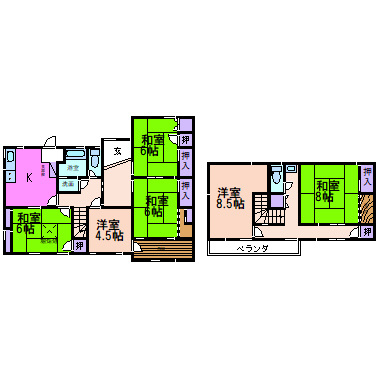 鹿沼市東町貸家の間取り