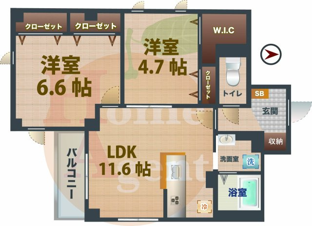 【間取り】 | ミノリア阿佐ヶ谷（ZEH） | 2LDKのお部屋です。