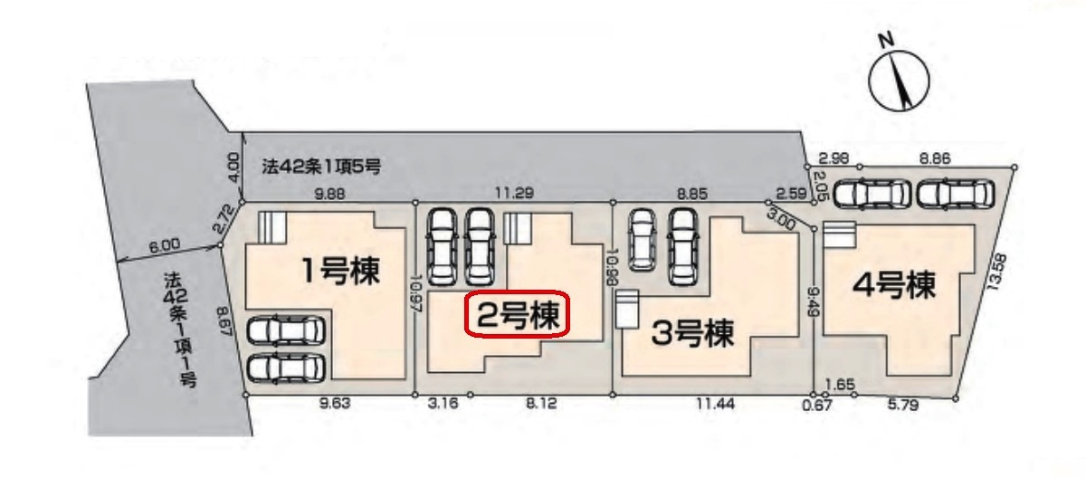 入間市東藤沢6丁目・全4棟　新築一戸建　2号棟の区画図|【全4棟・2号棟】土地面積123.95平米（約37.49坪）