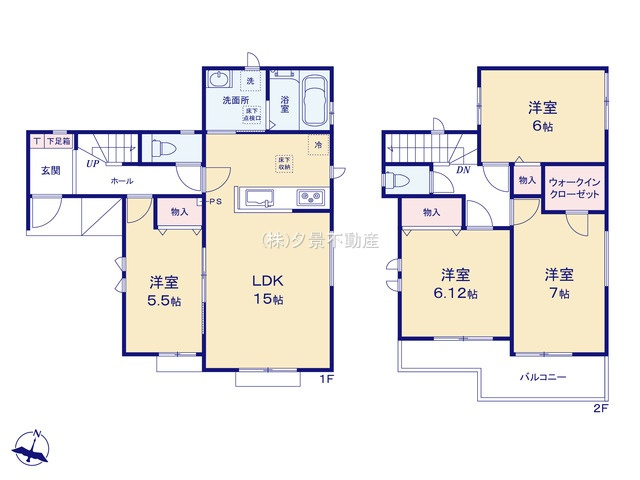 《仲介手数料無料》富士見市水谷東３丁目45-5新築一戸建て‎ハートフルタウンの間取り