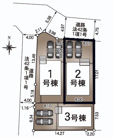 高知市愛宕町3丁目  第1・3棟-2号棟 新築戸建ての区画図|2号棟