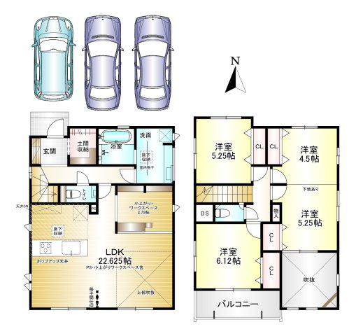 北葛城郡広陵町笠 ３号棟 の間取り|3（4）LDK　土地面積：148.81㎡　建物面積：107.69㎡　駐車スペース3台