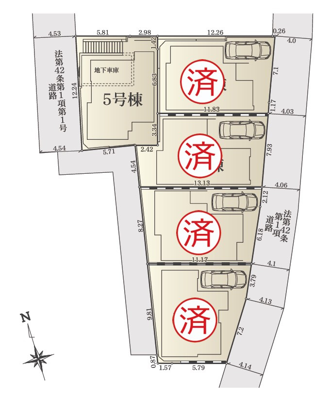神奈川区西寺尾3丁目Ⅱ　5号棟の区画図