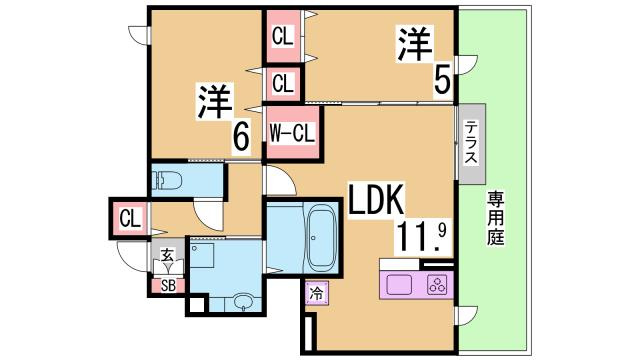 神戸市須磨区月見山町３丁目のアパートの間取り