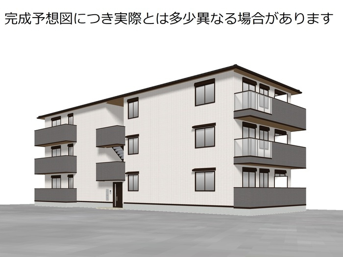 GRAMM殿城 の外観パース|東海道本線向日町駅徒歩14分。オートロック完備の安心ある外観