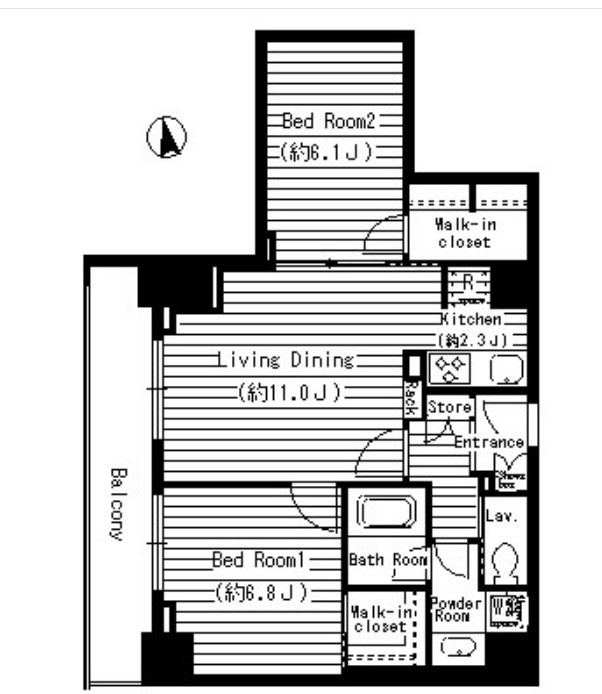 新宿区西早稲田２丁目の賃貸マンションの間取り