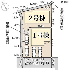 リーブルガーデン栗東市中沢3丁目1期の区画図