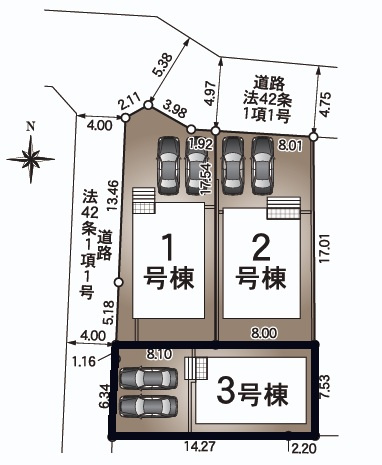 高知市愛宕町3丁目  第1・3棟-3号棟 新築戸建ての区画図|3号棟