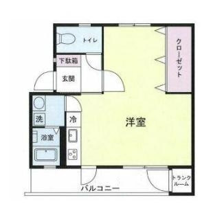 本羽田住宅の間取り|リフォーム済みの広々1R
