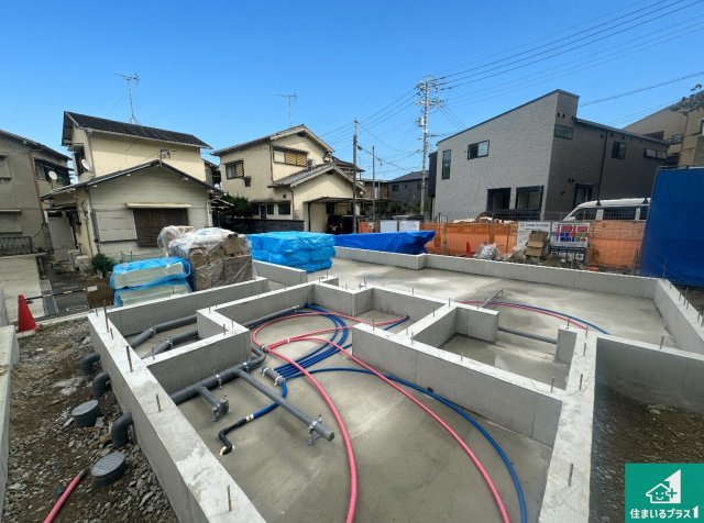 ◆羽曳野市南恵我之荘　新築一戸建ての外観|現在はこんな感じです。完成までが待ち遠しいですね。