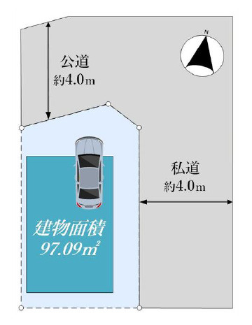 練馬区石神井町4丁目　急行停車駅×角地　車庫付ハイグレード住宅　限定1棟の区画図