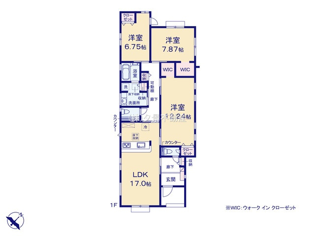 《仲介手数料無料》久喜市西大輪2014-1新築一戸建て‎ブルーミングガーデンの間取り