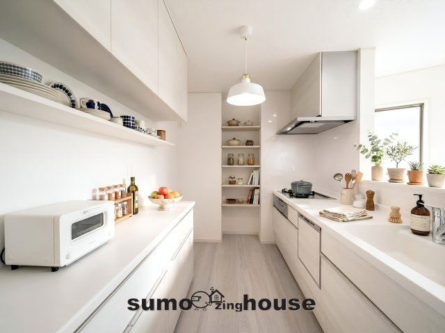 新築分譲住宅　鎌谷町のキッチン|キッチンでお料理をお楽しみください