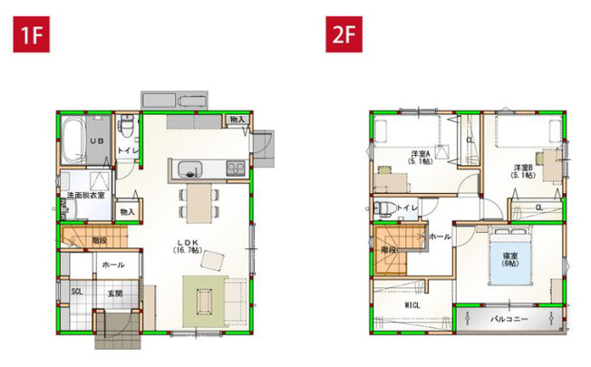 【間取り】 | 東大阪市七軒家 | 2階建【3LDK＋駐車スペース】ZEH水準省エネ住宅☆オール電化☆敷地間口広々整形地☆食洗機・浴室乾燥機完備☆大容量のSCL・寝室に広いWICL完備！※同仕様モデルハウスのご内覧可能です♪