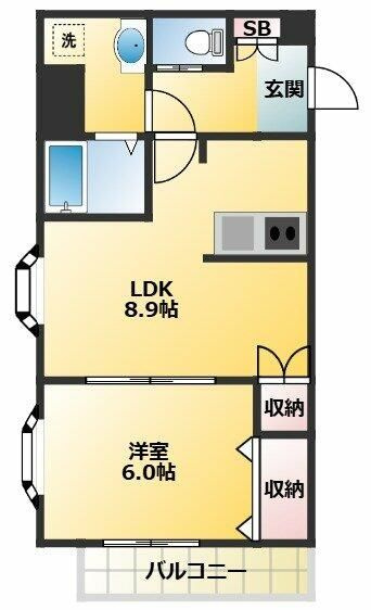 リビナ奥村ドゥーの間取り|間取りです。