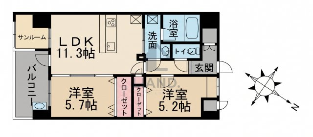 バルセロナ薬院　平尾小学校区の間取り|バルセロナ薬院