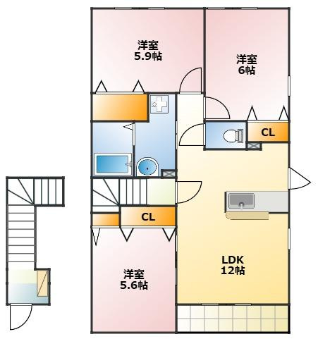 フレシール天伯 B棟の間取り