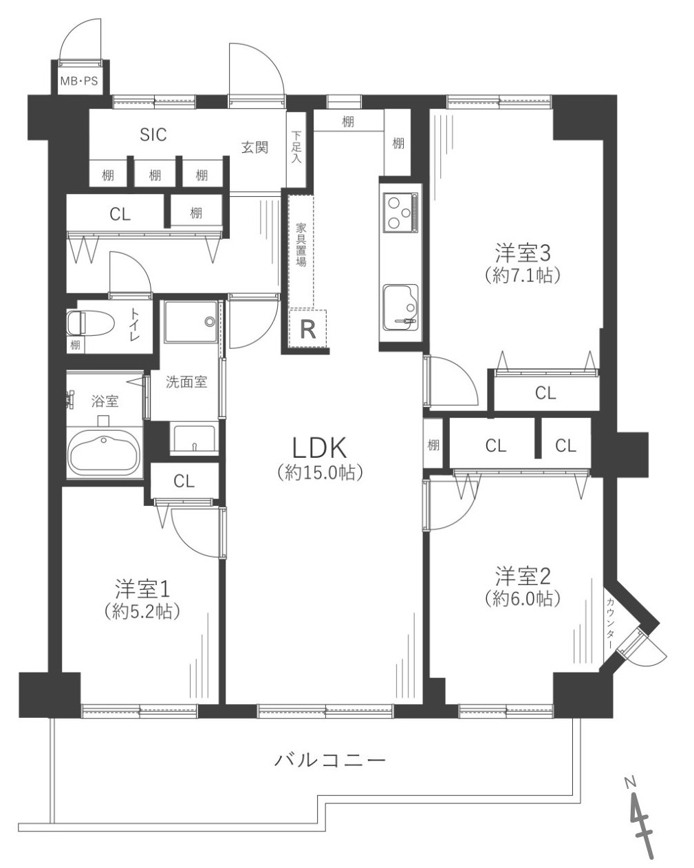 マイシティー高槻の間取り
