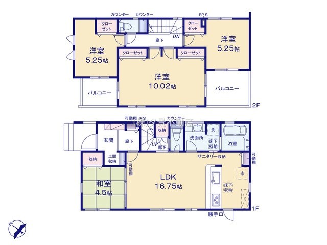 《仲介手数料無料》白岡市小久喜291-8新築一戸建てブルーミングガーデンの間取り
